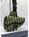 (CNY PROMO) CHRISTIAN DIOR SADDLE IN GREEN OBLIQUE TAPESTRY WITH BLACK LEATHER