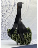(CNY PROMO) CHRISTIAN DIOR SADDLE IN GREEN OBLIQUE TAPESTRY WITH BLACK LEATHER