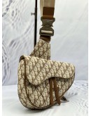 (CNY PROMO) CHRISTIAN DIOR CACTUS JACK SADDLE IN BEIGE WITH BROWN OBLIQUE JACQUARD