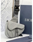 (CNY PROMO) CHRISTIAN DIOR SADDLE IN GREY OBLIQUE JACQUARD -FULL SET-