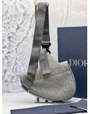 (CNY PROMO) CHRISTIAN DIOR SADDLE IN GREY OBLIQUE JACQUARD -FULL SET-