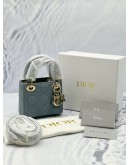 (CNY PROMO) (UNUSED) CHRISTIAN DIOR LADY DIOR MICRO IN PALACID BLUE CANNAGE LAMBSKIN LEATHER -FULL SET-