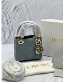 (CNY PROMO) (UNUSED) CHRISTIAN DIOR LADY DIOR MICRO IN PALACID BLUE CANNAGE LAMBSKIN LEATHER -FULL SET-