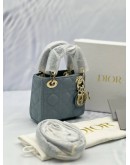 (CNY PROMO) (UNUSED) CHRISTIAN DIOR LADY DIOR MICRO IN PALACID BLUE CANNAGE LAMBSKIN LEATHER -FULL SET-