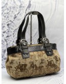 (CLEAR STOCK) COACH SOHO OPTIC HORSE AND CARRIAGE SHOULDER BAG IN KHAKI CANVAS WITH BLACK LEATHER