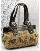 (CLEAR STOCK) COACH SOHO OPTIC HORSE AND CARRIAGE SHOULDER BAG IN KHAKI CANVAS WITH BLACK LEATHER