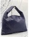 (LIKE NEW) BOTTEGA VENETA HOP HOBO SHOULDER BAG IN DARK BLUE INTRECCIATO LEATHER