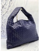 (CNY PROMO) (LIKE NEW) BOTTEGA VENETA HOP HOBO SHOULDER BAG IN DARK BLUE INTRECCIATO LEATHER