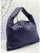 (LIKE NEW) BOTTEGA VENETA HOP HOBO SHOULDER BAG IN DARK BLUE INTRECCIATO LEATHER
