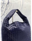 (CNY PROMO) (LIKE NEW) BOTTEGA VENETA HOP HOBO SHOULDER BAG IN DARK BLUE INTRECCIATO LEATHER