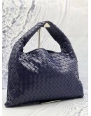 (CNY PROMO) (LIKE NEW) BOTTEGA VENETA HOP HOBO SHOULDER BAG IN DARK BLUE INTRECCIATO LEATHER