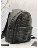 (CNY PROMO) MCM STARK SWAROVSKI CRYSTAL BACKPACK IN BLACK VISETOS LEATHER