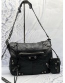(CNY PROMO) (LIKE NEW) BALENCIAGA LE CAGOLE MESSENGER BAG IN BLACK AGED LAMBSKIN LEATHER