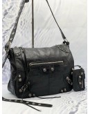 (CNY PROMO) (LIKE NEW) BALENCIAGA LE CAGOLE MESSENGER BAG IN BLACK AGED LAMBSKIN LEATHER