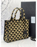 (CNY PROMO) (LIKE NEW) PRADA SYMBOLE TOTE BAG IN BLACK WITH TAN EMBROIDERED FABRIC