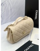 (CNY PROMO) (UNUSED) CHANEL SMALL BUSINESS AFFINITY FLAP BAG IN BEIGE CAVIAR LEATHER -FULL SET- 