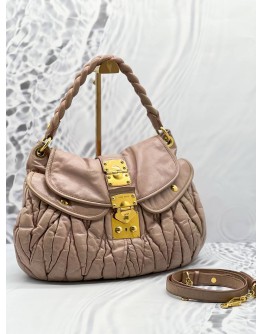 (CNY PROMO) MIU MIU HOBO SHOULDER BAG IN PINK MATELASSE LEATHER