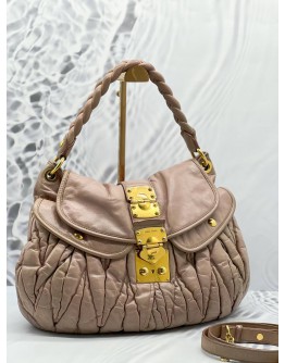 (CNY PROMO) MIU MIU HOBO SHOULDER BAG IN PINK MATELASSE LEATHER