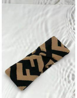 (CNY PROMO) (LIKE NEW) FENDI FF HEADBAND IN WOOL BROWN WITH BLACK