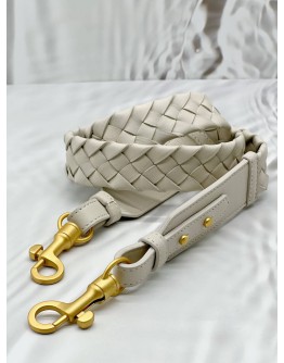 (CNY PROMO) BOTTEGA VENETA SHOULDER STRAP IN OFF WHITE WOOVEN LEATHER