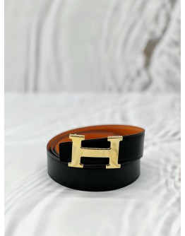 (CNY PROMO) HERMES CONSTANCE REVERSIBLE BELT SIZE 100 CM IN BLACK WITH ORANGE LEATHER