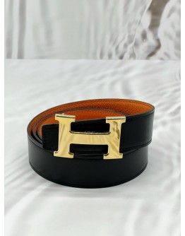 (CNY PROMO) HERMES CONSTANCE REVERSIBLE BELT SIZE 100 CM IN BLACK WITH ORANGE LEATHER