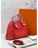(CNY PROMO) (LIKE NEW) HERMES BOLIDE 1923 25 BAG IN ROUGE TOMATE WITH ROSE TEXAS VEAU EVERCOLOR -FULL SET- 