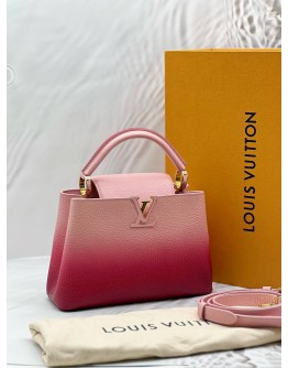 (CNY PROMO) (LIKE NEW) LOUIS VUITTON CAPUCINES BB BAG IN OMBRE PINK TAURILLON LEATHER -FULL SET- 