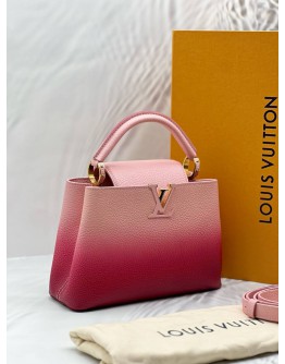 (CNY PROMO) (LIKE NEW) LOUIS VUITTON CAPUCINES BB BAG IN OMBRE PINK TAURILLON LEATHER -FULL SET- 