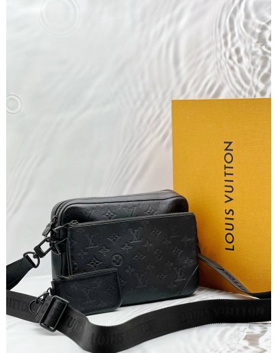 (CNY PROMO) LOUIS VUITTON TRIO MESSENGER IN BLACK MONOGRAM SHADOW LEATHER 