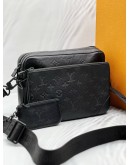 (CNY PROMO) LOUIS VUITTON TRIO MESSENGER IN BLACK MONOGRAM SHADOW LEATHER 