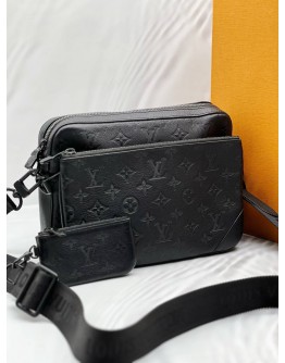 (CNY PROMO) LOUIS VUITTON TRIO MESSENGER IN BLACK MONOGRAM SHADOW LEATHER 