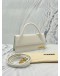 JACQUEMUS THE LONG CHIQUITO TOP HANDLE AND CROSSBODY BAG IN WHITE CALFSKIN LEATHER