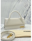 JACQUEMUS THE LONG CHIQUITO TOP HANDLE AND CROSSBODY BAG IN WHITE CALFSKIN LEATHER