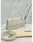 JACQUEMUS THE LONG CHIQUITO TOP HANDLE AND CROSSBODY BAG IN WHITE CALFSKIN LEATHER