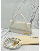 JACQUEMUS THE LONG CHIQUITO TOP HANDLE AND CROSSBODY BAG IN WHITE CALFSKIN LEATHER