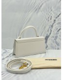 JACQUEMUS THE LONG CHIQUITO TOP HANDLE AND CROSSBODY BAG IN WHITE CALFSKIN LEATHER