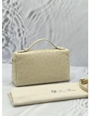 (LIKE NEW) LORO PIANA EXTRA POCKET L19 TOP HANDLE AND CROSSBODY BAG IN LIGHT TRAVERTINE OSTRICH LEATHER 