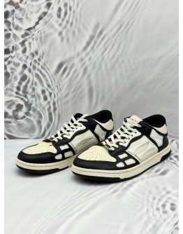 (CNY SALE) AMIRI SKEL TOP LOW SNEAKERS SIZE 42 IN BLACK WITH WHITE COLORWAY LEATHER