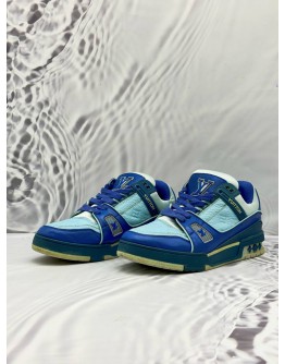 (CNY SALE) LOUIS VUITTON LV TRAINER SNEAKERS SIZE 6 IN BLUE COLORWAY MONOGRAM LEATHER
