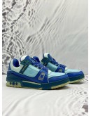 (CNY SALE) LOUIS VUITTON LV TRAINER SNEAKERS SIZE 6 IN BLUE COLORWAY MONOGRAM LEATHER