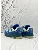 (CNY SALE) LOUIS VUITTON LV TRAINER SNEAKERS SIZE 6 IN BLUE COLORWAY MONOGRAM LEATHER