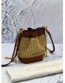 (CNY PROMO) (LIKE NEW) CHLOE MARCIE MICRO RAFFIA BUCKET BAG IN BEIGE WOVEN WITH BROWN LEATHER