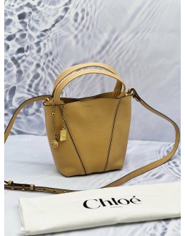 (CNY PROMO) CHLOE SMALL SPIN TOTE BAG IN BEIGE LEATHER