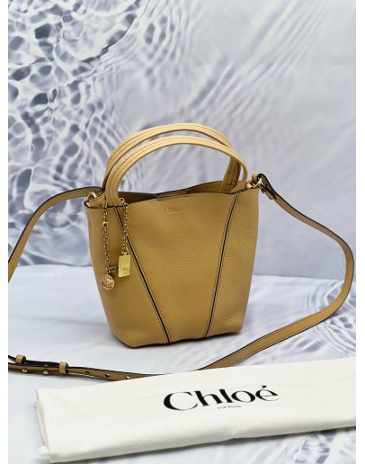 (CNY PROMO) CHLOE SMALL SPIN TOTE BAG IN BEIGE LEATHER