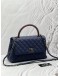 (CNY PROMO) (LIKE NEW) CHANEL COCO MEDIUM TOP HANDLE BAG WITH LIZARD HANDLE IN BLUE CAVIAR LEATHER 