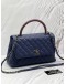 (CNY PROMO) (LIKE NEW) CHANEL COCO MEDIUM TOP HANDLE BAG WITH LIZARD HANDLE IN BLUE CAVIAR LEATHER 