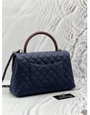 (CNY PROMO) (LIKE NEW) CHANEL COCO MEDIUM TOP HANDLE BAG WITH LIZARD HANDLE IN BLUE CAVIAR LEATHER 