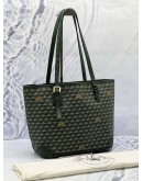 (CNY PROMO) (LIKE NEW) FAURE LE PAGE DAILLY BATTLE 27 TOTE BAG IN GREEN CANVAS WITH LEATHER