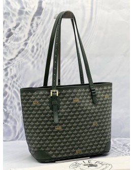 (CNY PROMO) (LIKE NEW) FAURE LE PAGE DAILLY BATTLE 27 TOTE BAG IN GREEN CANVAS WITH LEATHER